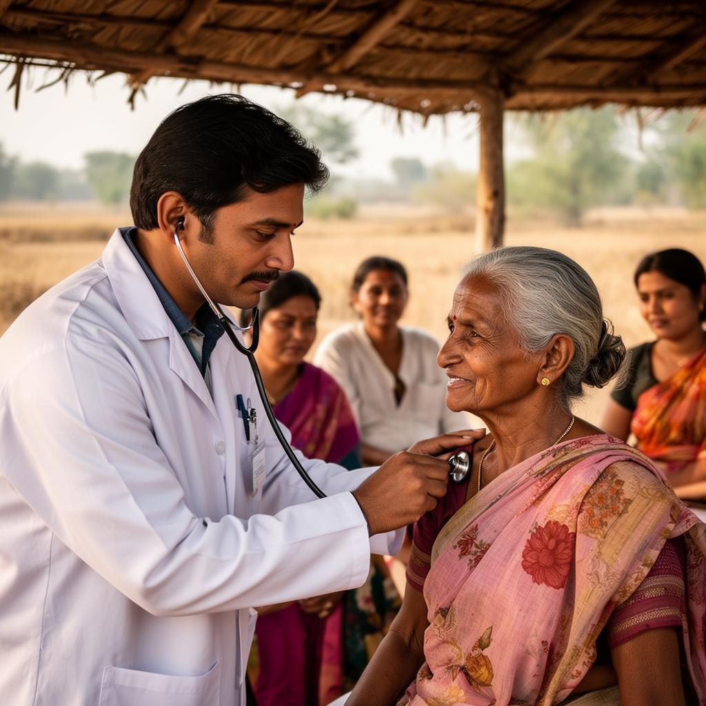 Doctor at rural medical camp